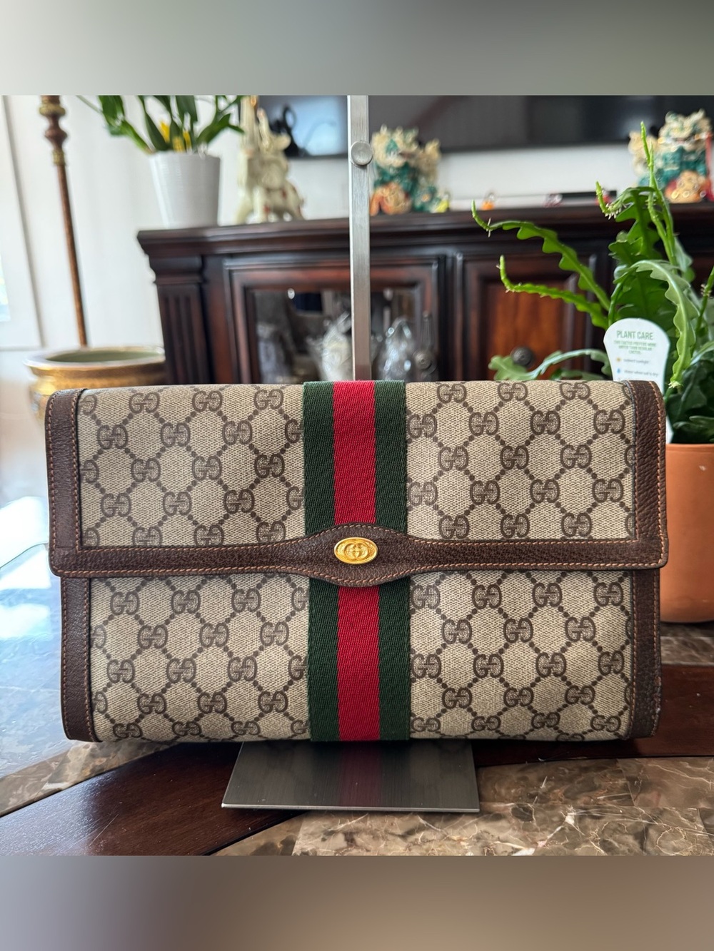 Gucci Ophidia Large Clutch with Sherry line Green & Red Web Stripe